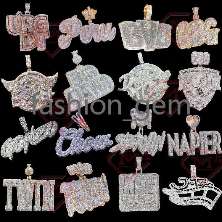 Iced Out Hip Hop Pendant 925 Sterling Silver Baguette Cut Vvs Custom Moissanite Pendant