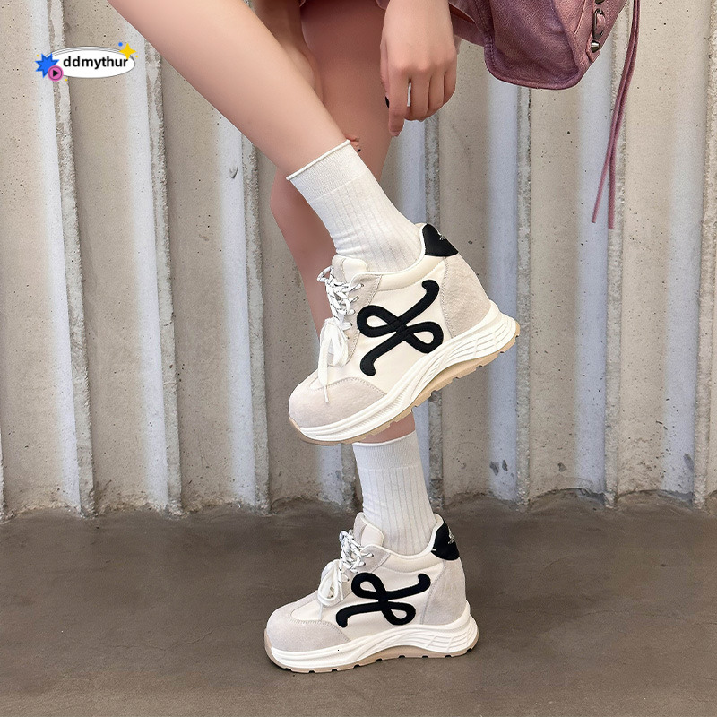 10cm Height Increasing German Training for Women 2025 Spring New Genuine Leather Platform Thick Sole Small Stature Casual Sports White Shoes ddmythur