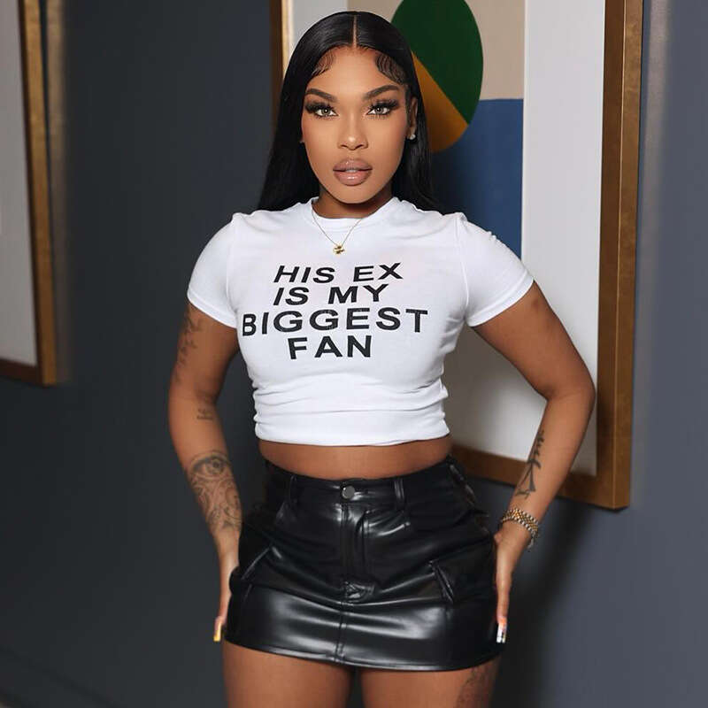New Women's Fashion Sexy Hot Girl Letter Print T-Shirt Short Sleeve Women B5