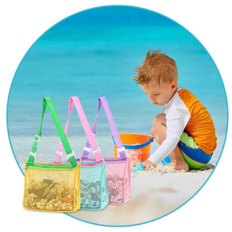Beach Toy Mesh Bag Kids Shell Storage Bag Beach Toy Seell Bag Mesh Pool Bag Sand Toys Swimming Accessories for Boys and Girls B250618