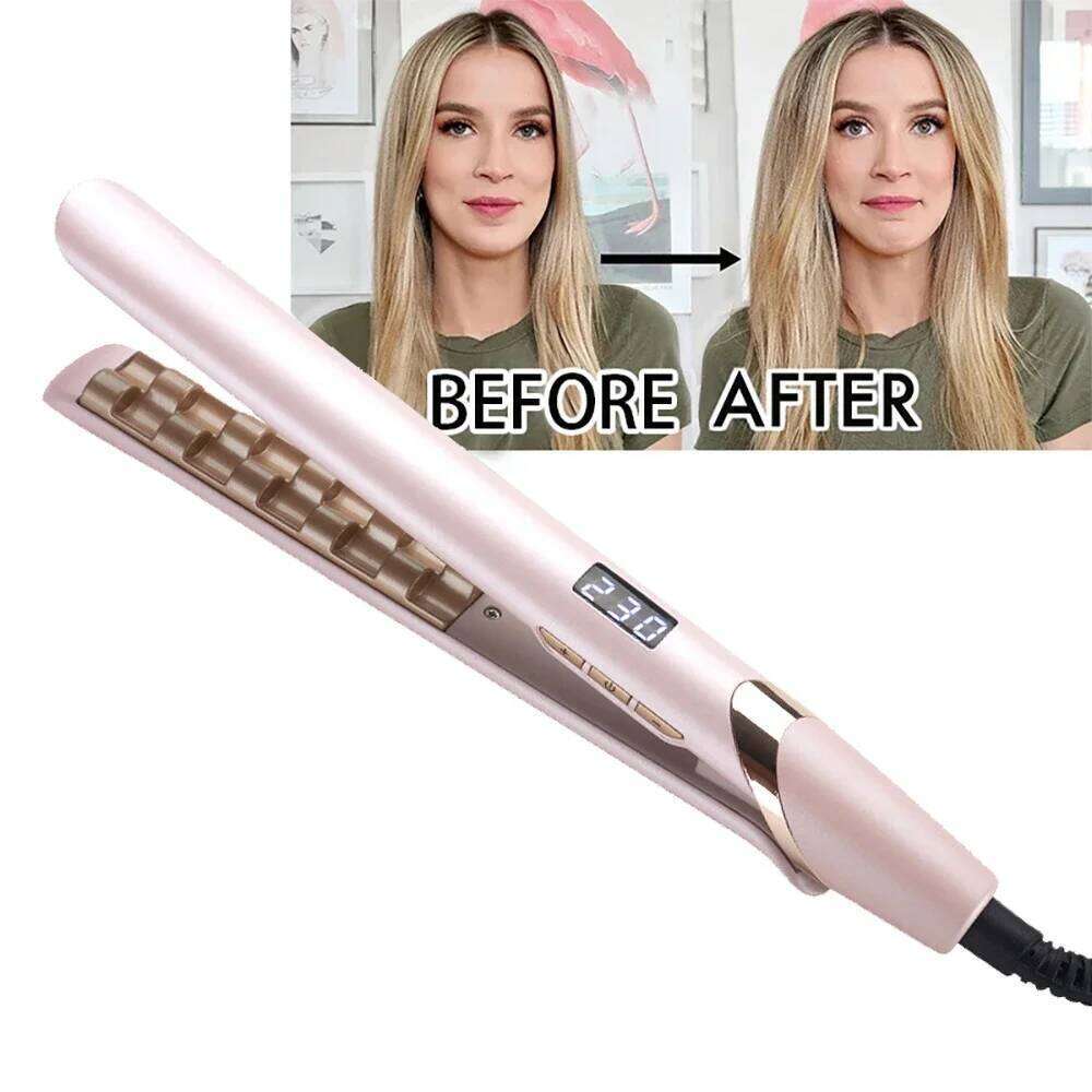 Fluffy Hair Crimping Iron Ceramic Corrugation Crimper LCD Display Adjustable Temperature Volumizing Curler Styling Tools