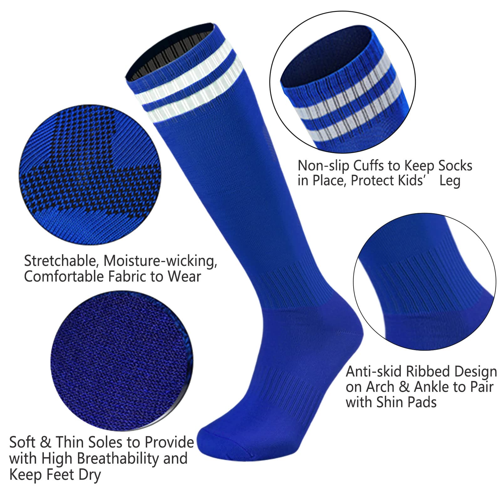 Free Shipping 5pcs Kids Soccer Socks,Solid Striped Knee High Tube Football Sports Socks for Boys,baseball socks,tube socks
