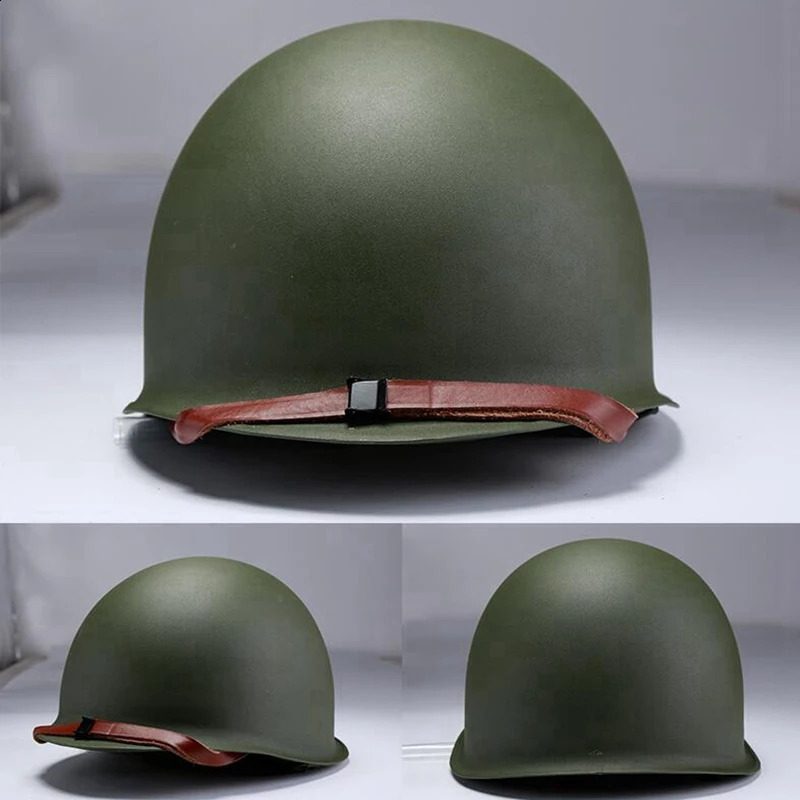 Military Steel M1 Helmet Tactical US Army Replica Protective Helmets WWII WW2 Outdoor CS Paintball Green 250611