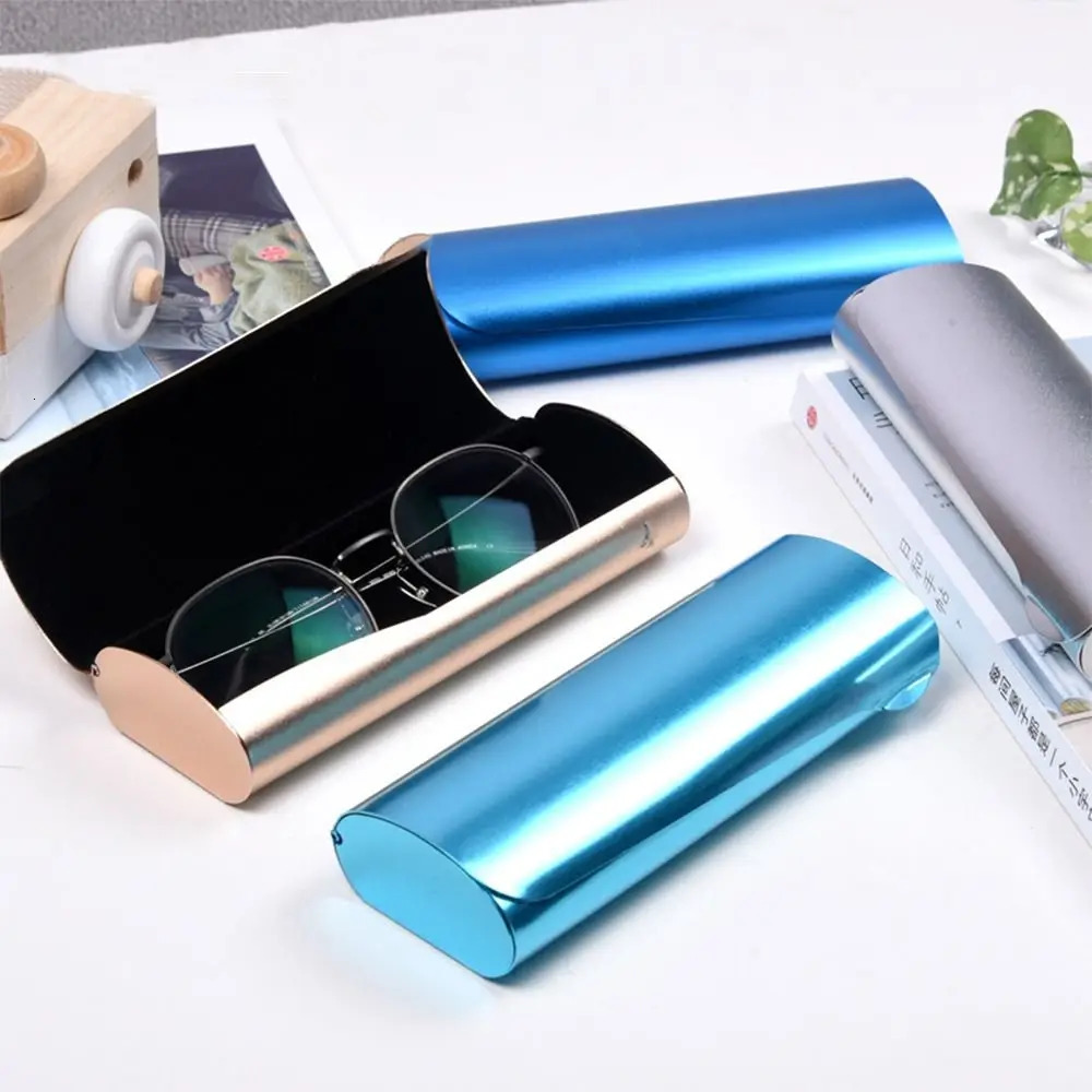 Small Hard Shell Glasses Case Organizer Optical Aluminum Alloy Frosted Myopia Glasses Case Compression Sunglasses Storage Box 250617