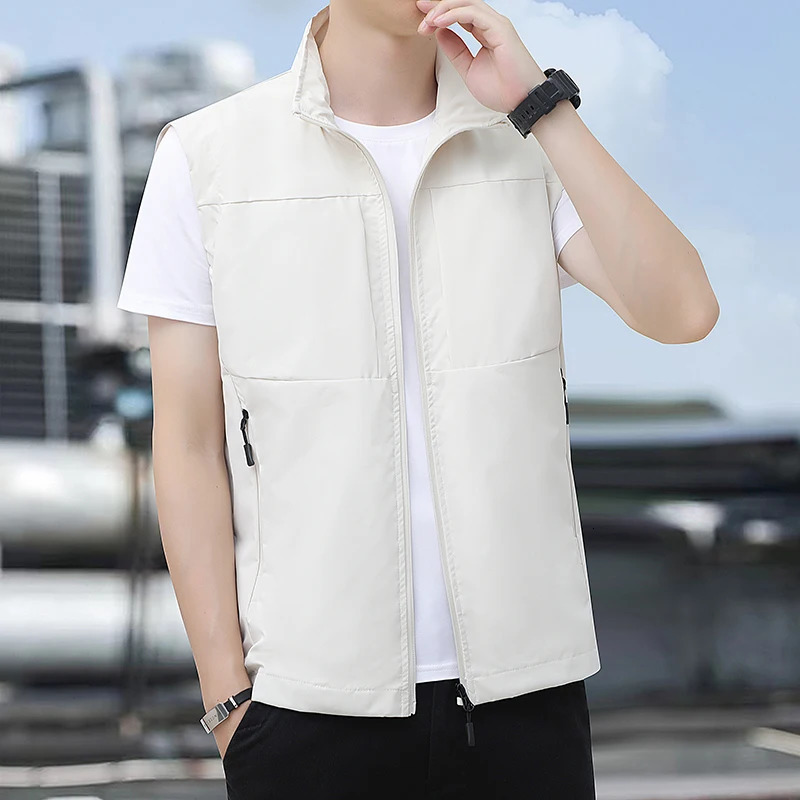 Mens Vest for Spring and Autumn Sleeveless Workwear with Multiple Pockets Loose-Fitting Vest for Summer Wear Thin Vest for Casual Wear 250617