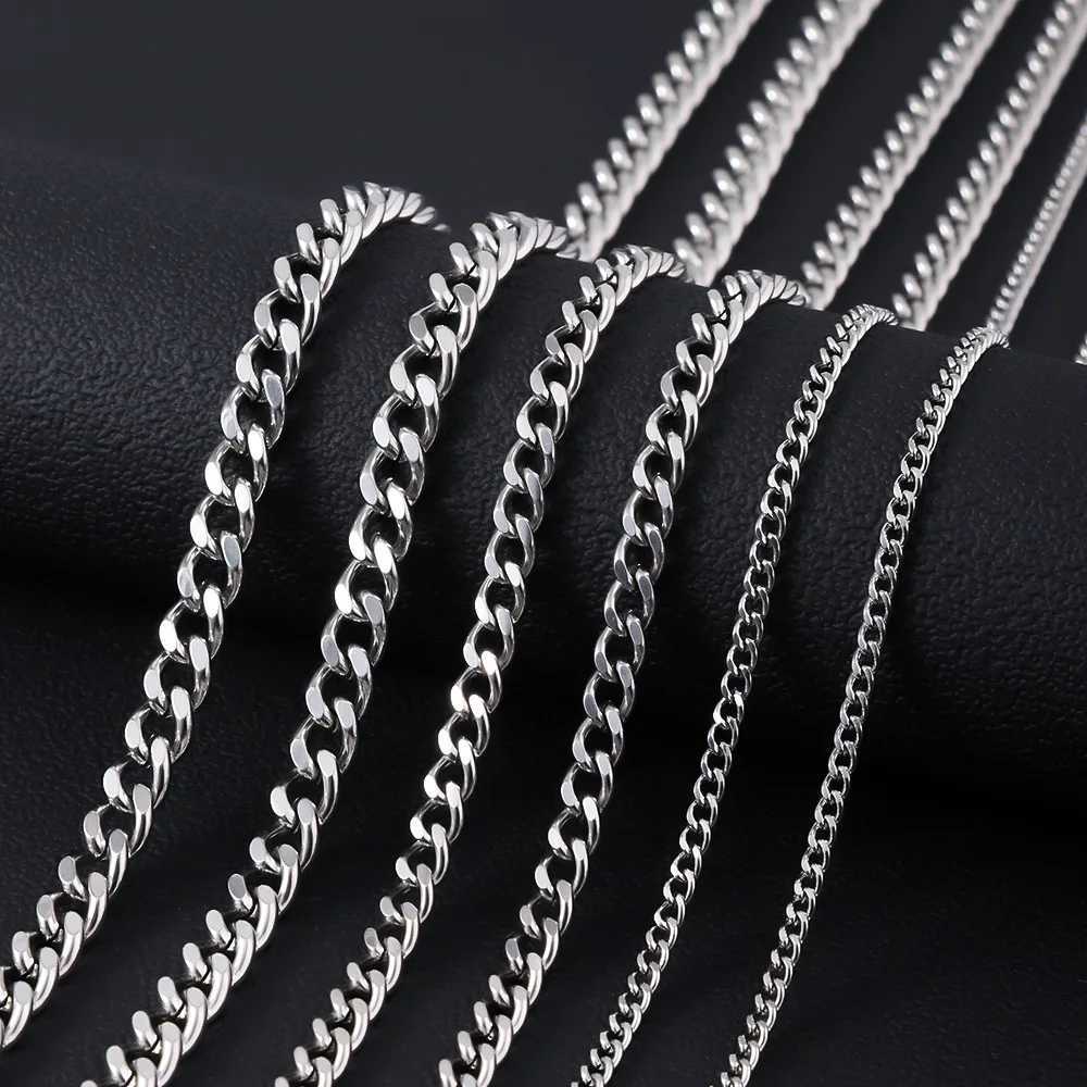 Basic Punk Stainless Steel 357mm Curb Cuban Necklaces For Men Women Black Gold Color Link Chain Chokers Solid Metal Jewelry W250618