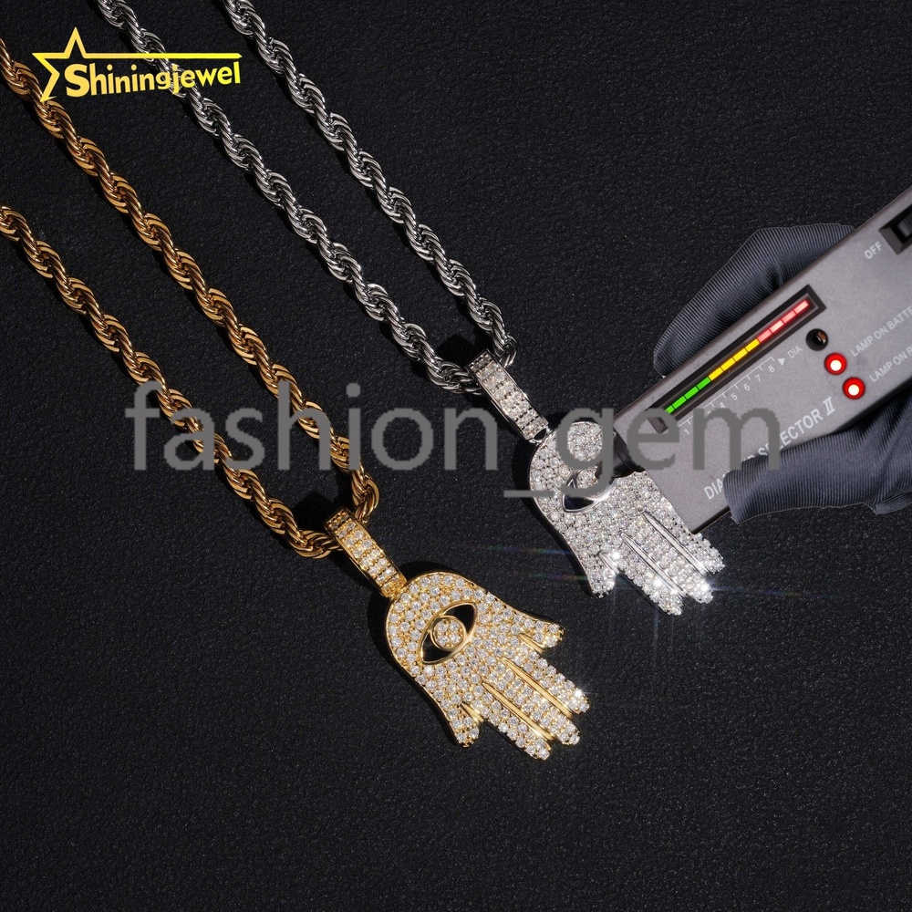 Wholesale Hip Hop Jewelry for Gift Hamsa Hand Pendant Custom Iced Out Fashion 925 Silver VVS Moissanite Diamond Lucky Pendant