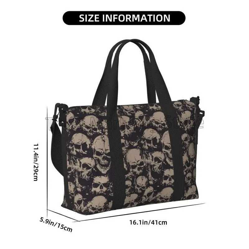 Vintage Skull Gothic Skeleton Travel Duffle Bag Lightweight Waterproof Weekender Overnight Hand Bag for Outdoor Sports Gym Yoga W250618
