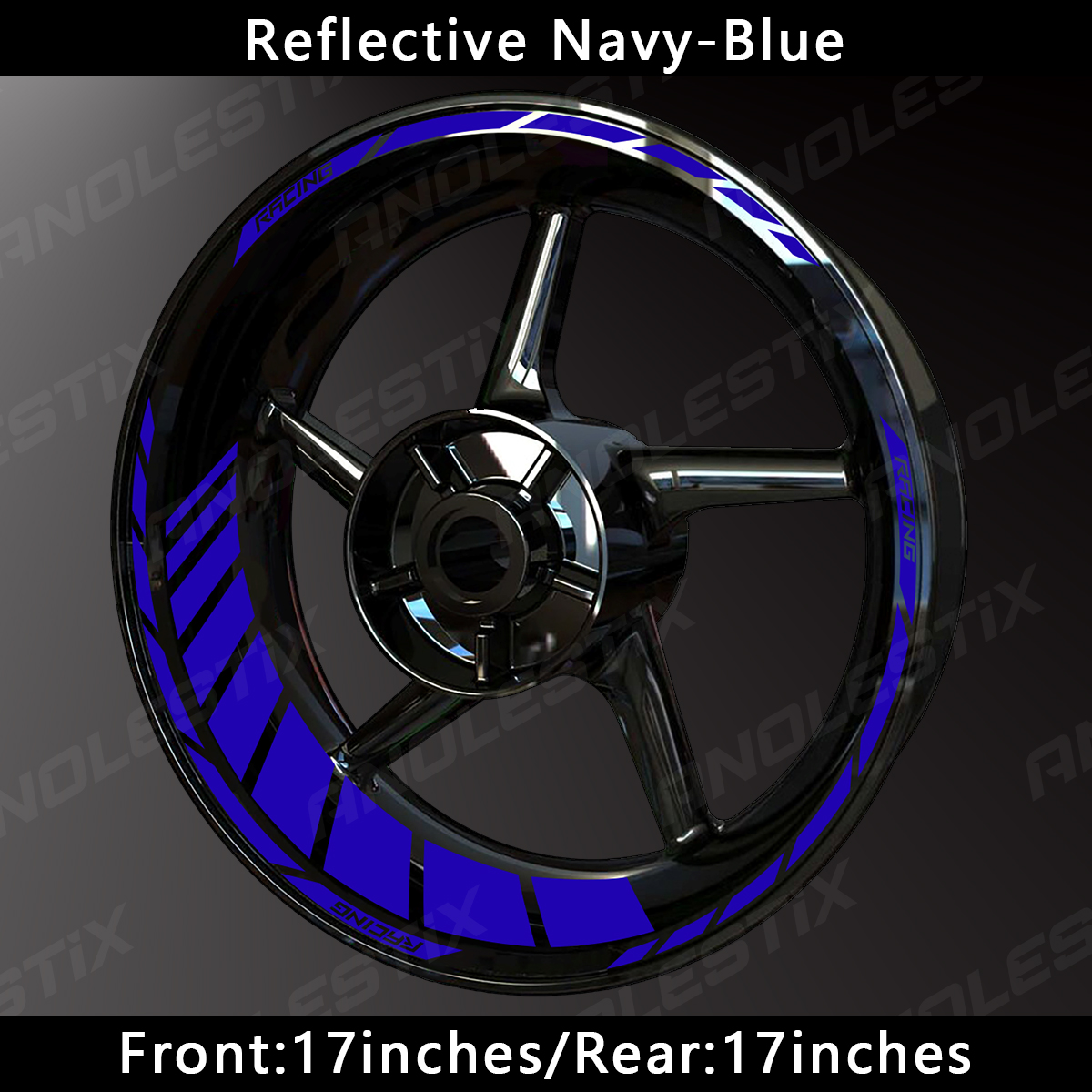 AnoleStix Custom Reflective Motorcycle Wheel Stickers Hub Decal Rim Stripe 17 Inchs For YAMAHA Honda Kawasaki Suzuki BMW KTM Triumph
