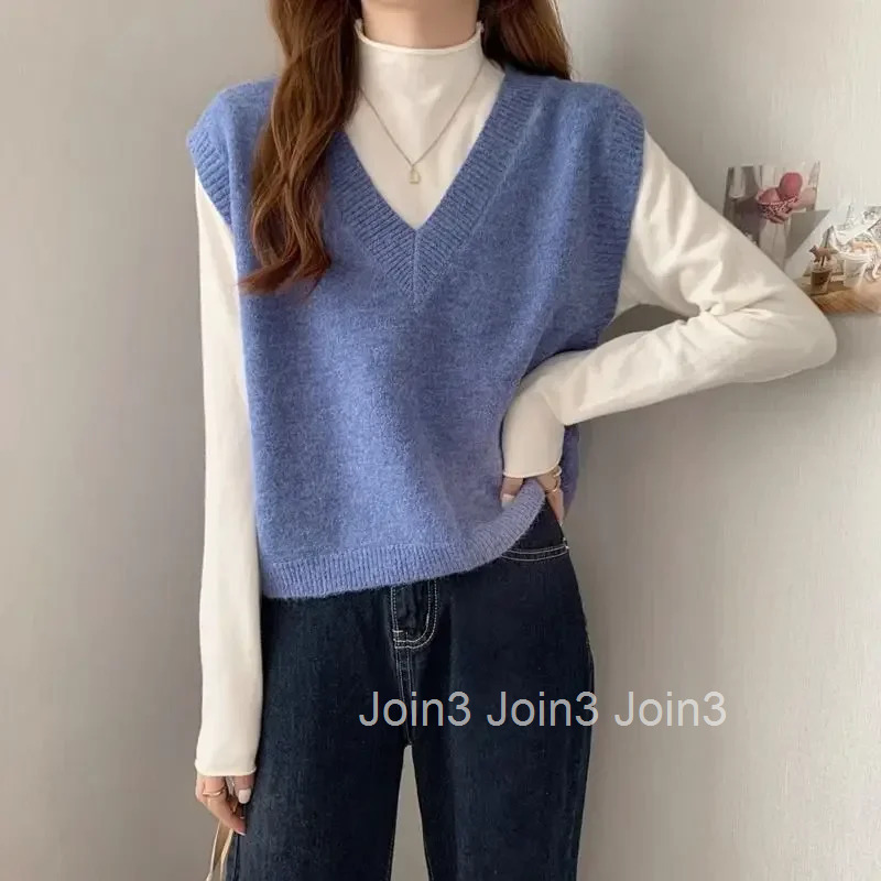 Womens Sweater Yellow Vest Short Knit Tops for Woman Green Crop V-neck Korean Style Winter Thermal Blouse Tall Long Sleeve Warm