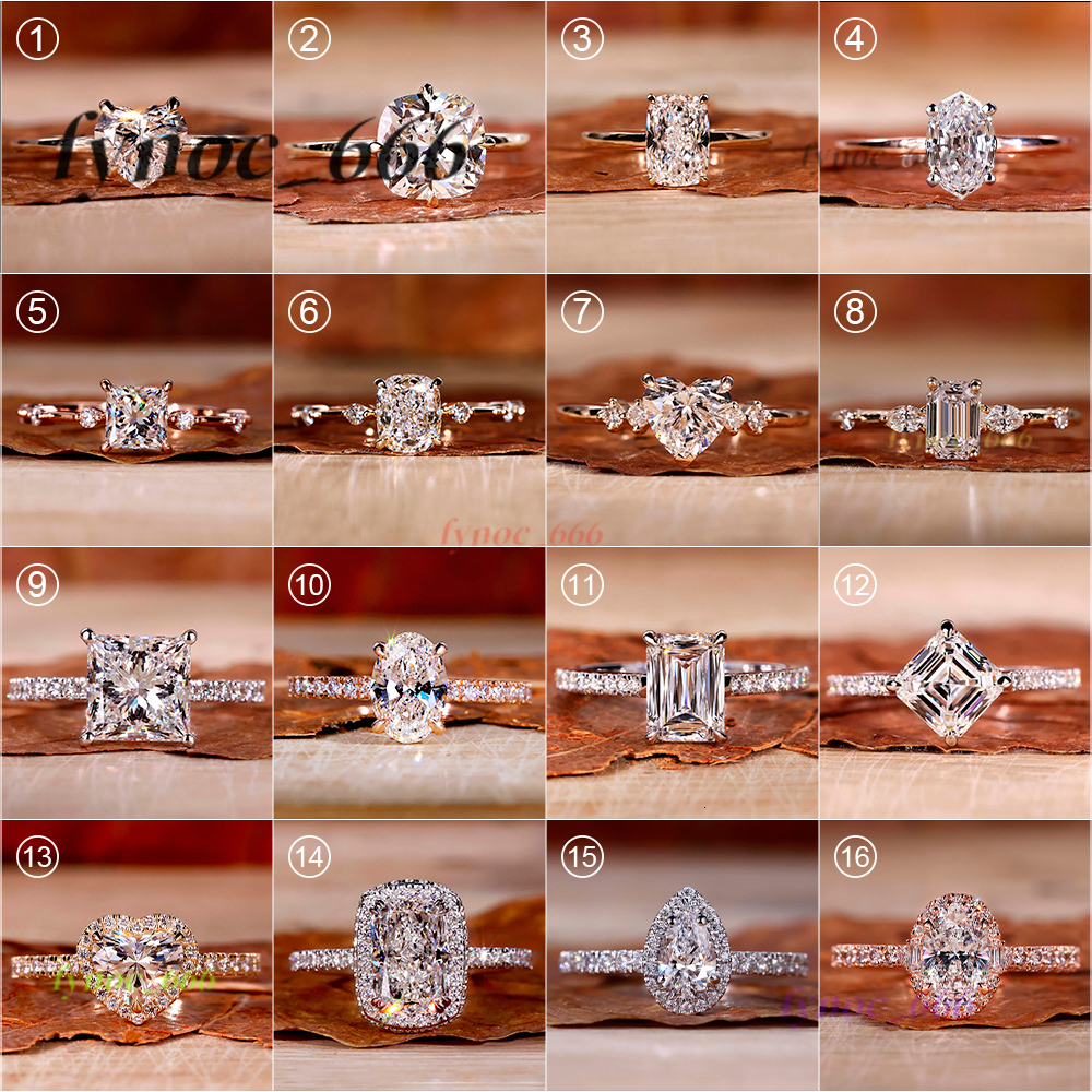 1 1.5 2 3 4 CT 18K White Gold Moissanite Ring Set Women Pass Diamond Tester Vvs Diamond Engagement Wedding Ring Jewelry