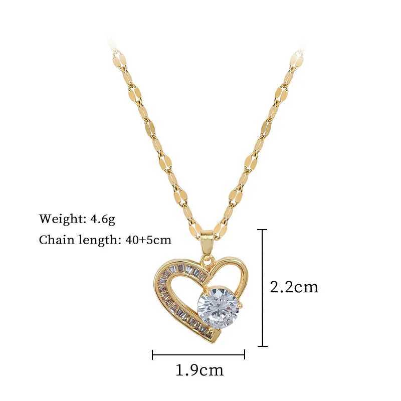 ZAKOL Exquisite Clear Zircon Heart-shaped Pendant Necklace for Women Gold Color Titanium Steel Chain Love Jewelry Gift W250618