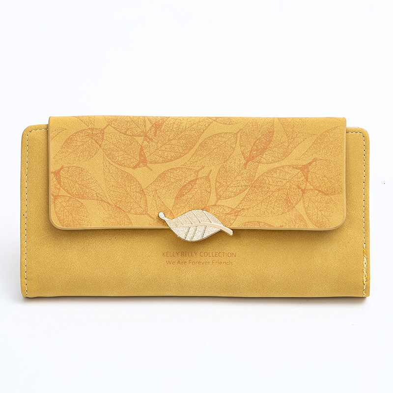 Free Shipping Designer Amazon Cross-border Large Capacity Long Style Luxury Bag European And American Retro Women's Matte Leaf Wallet Clutch Card