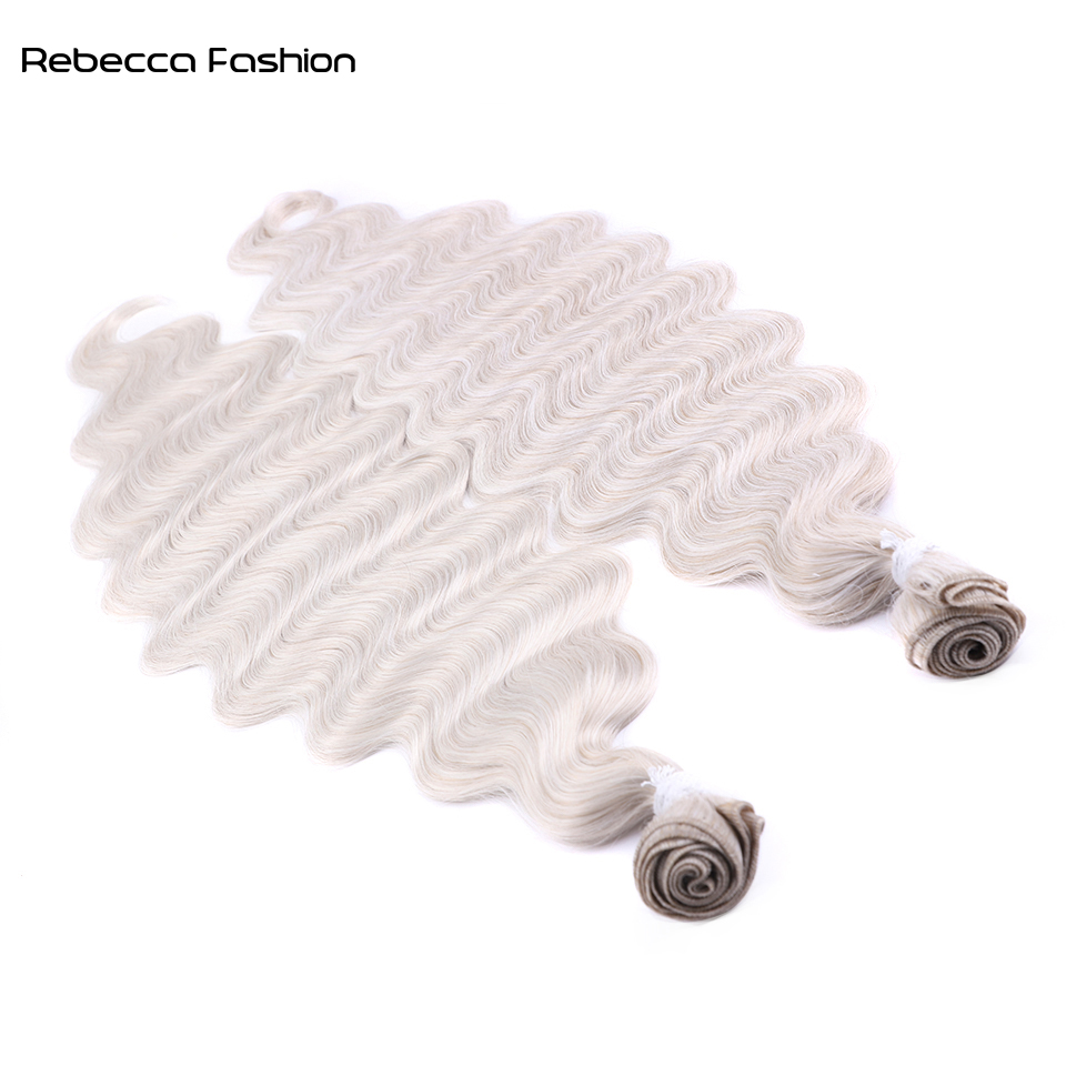 Rebecca Fashion Synthetic Hair 30 Inch Body Wave Synthetic Hair Extensions Ombre Blonde Brown Fake Hair Bundles Super Long Hair Weave
