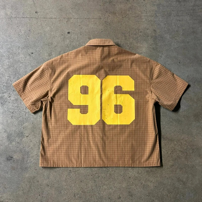 Y2k Plaid Shirt Trust God Text Graphic Printing Men Women Sweatshirt Retro Hip Hop Trendy Streetwear Unisex Boxy Casual T-shirt 250617