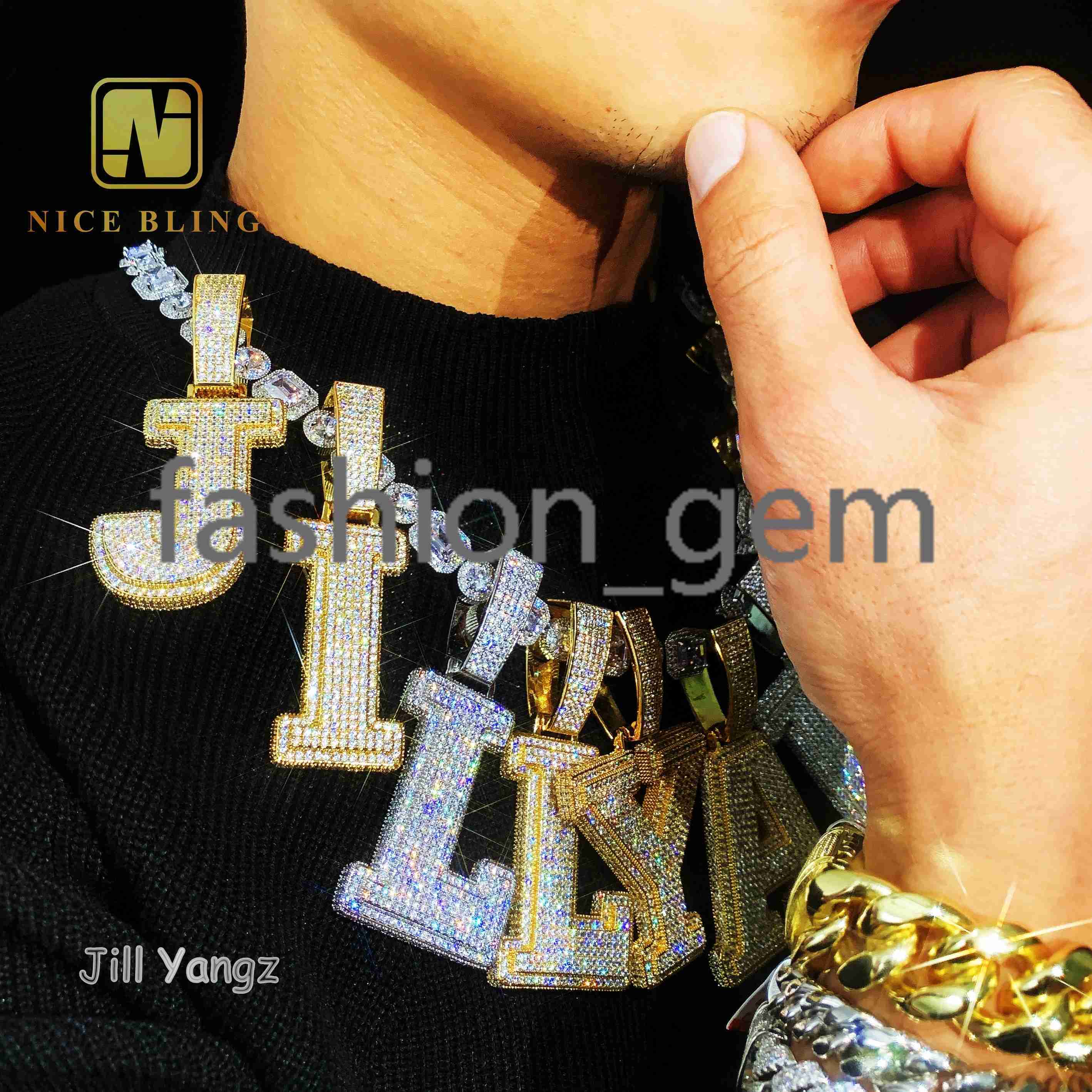 Wholesale 26 Letters Pendant Initial Charm Number Necklace Pendant Fashion Jewelry Pendants Charms Hip Hop Rock Gifts for Men