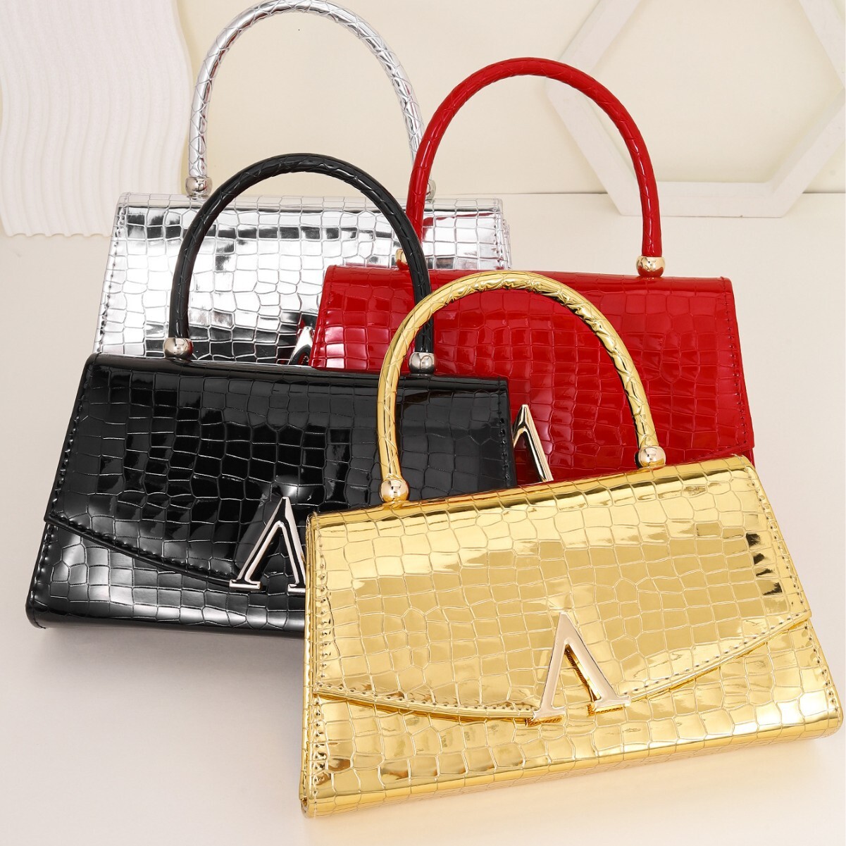 Free Shipping Designer Trendy Women's Handbag Irregular Crocodile Leather Texture Evening Bag Luxury Bag Shoulder Crossbody Bag Manufacturer Supp