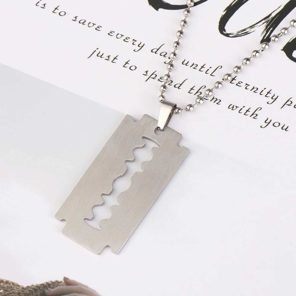 Stainless Steel Razor Blades Pendant Necklaces Men Jewelry Steel Male Shaver Shape Necklace W250618