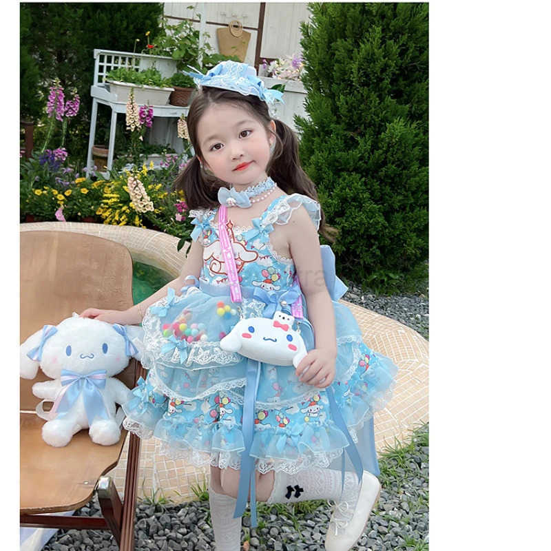 Sanrio 2024 Sanrio Cinnamoroll Cute Fashion Trend Girls Dress Lolita Princess Dress Four Seasons Strap Dress Halloween Christmas Gift XJ250618