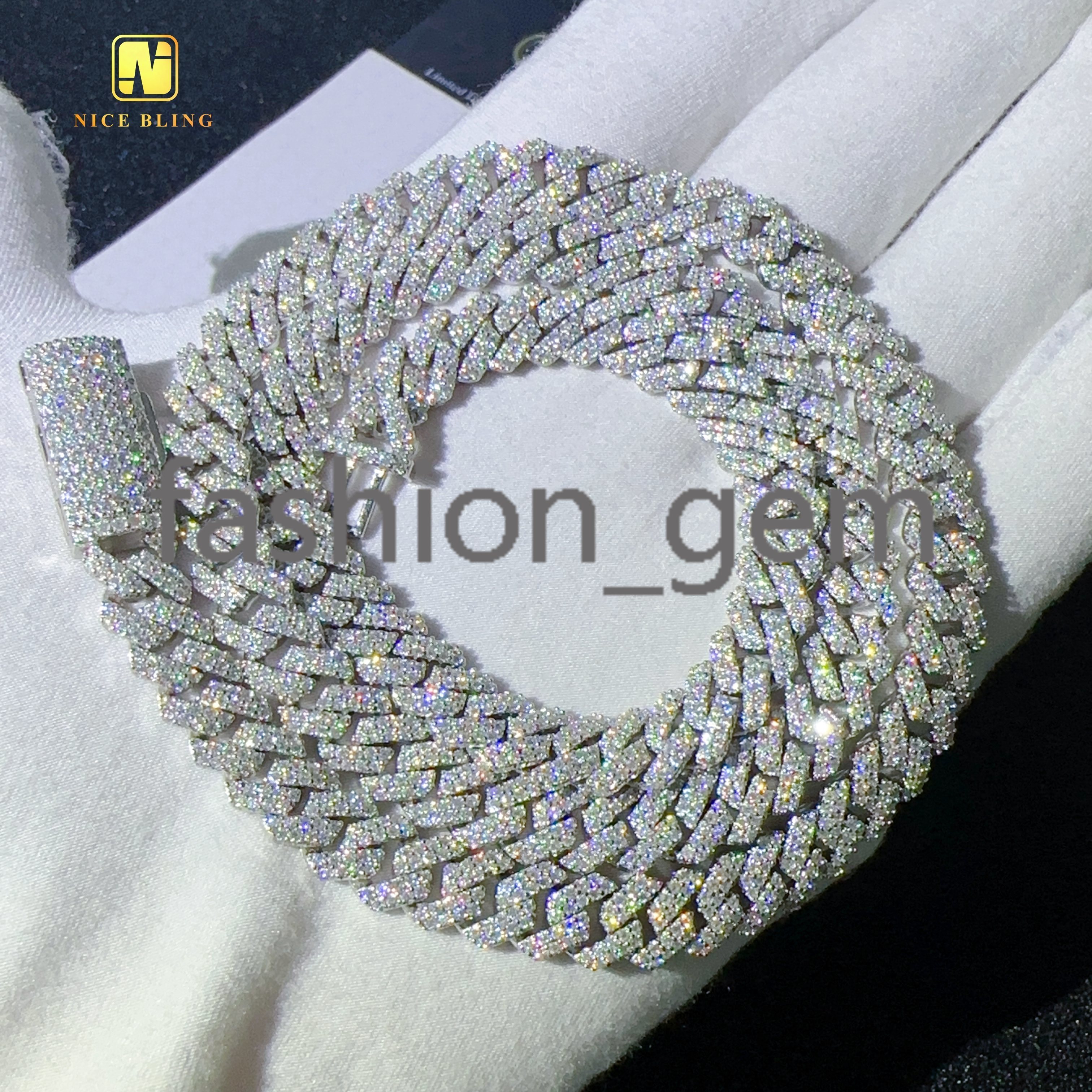 Real Gold Plated 8mm Cuban Link Chains Hip Hop Jewelry 925 Silver Moissanite Cuban Necklaces bracelets