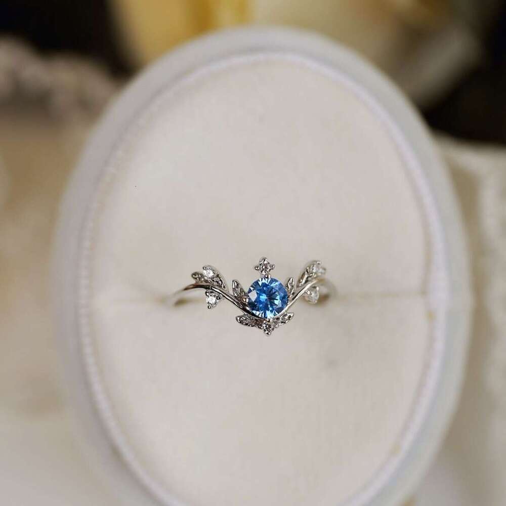 Tears of the Ocean" Niche High Imitation Natural Stone Sea Blue Zircon Sparkling Light Luxury Versatile Simple Ring