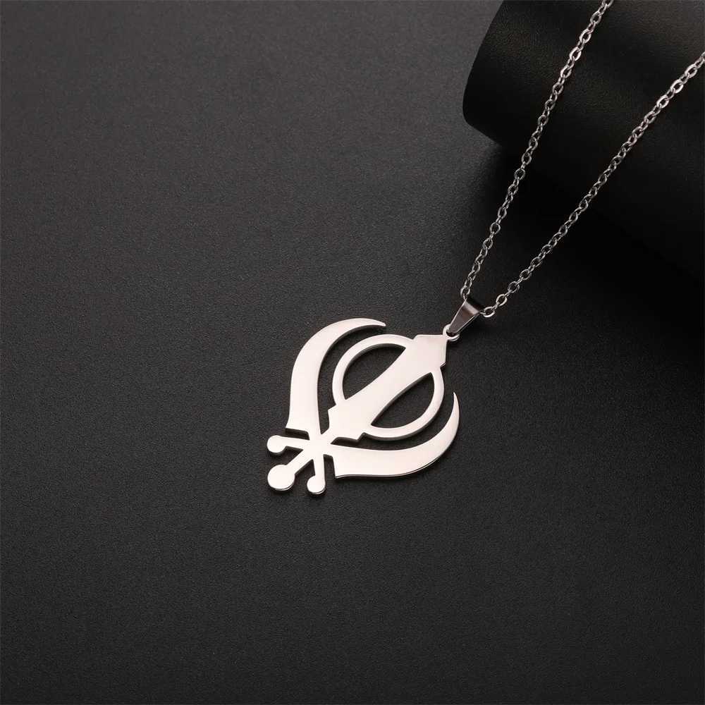 EUEAVAN Classic Sikhism Symbol Necklace for Women Men Stainless Steel Sikh Khanda Necklaces Religious Protection Amulet Jewelry W250618