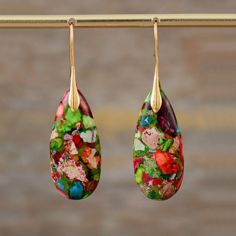Bohemian Emperor Stone Geometric Pendant Earring Natural Stone Jewelry Earrings for Women Boho Original earring 250617