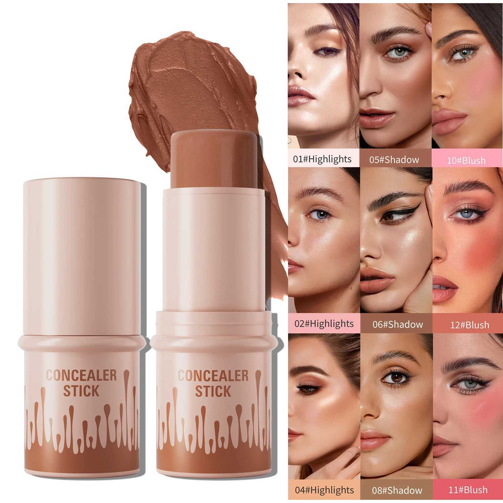 Makeup Face Brown Bronzer Contour Stick Contouring Bronzer Stick Highlighter Brightening Blusher Stick Rouge Cream Concealer Pen XJ250618