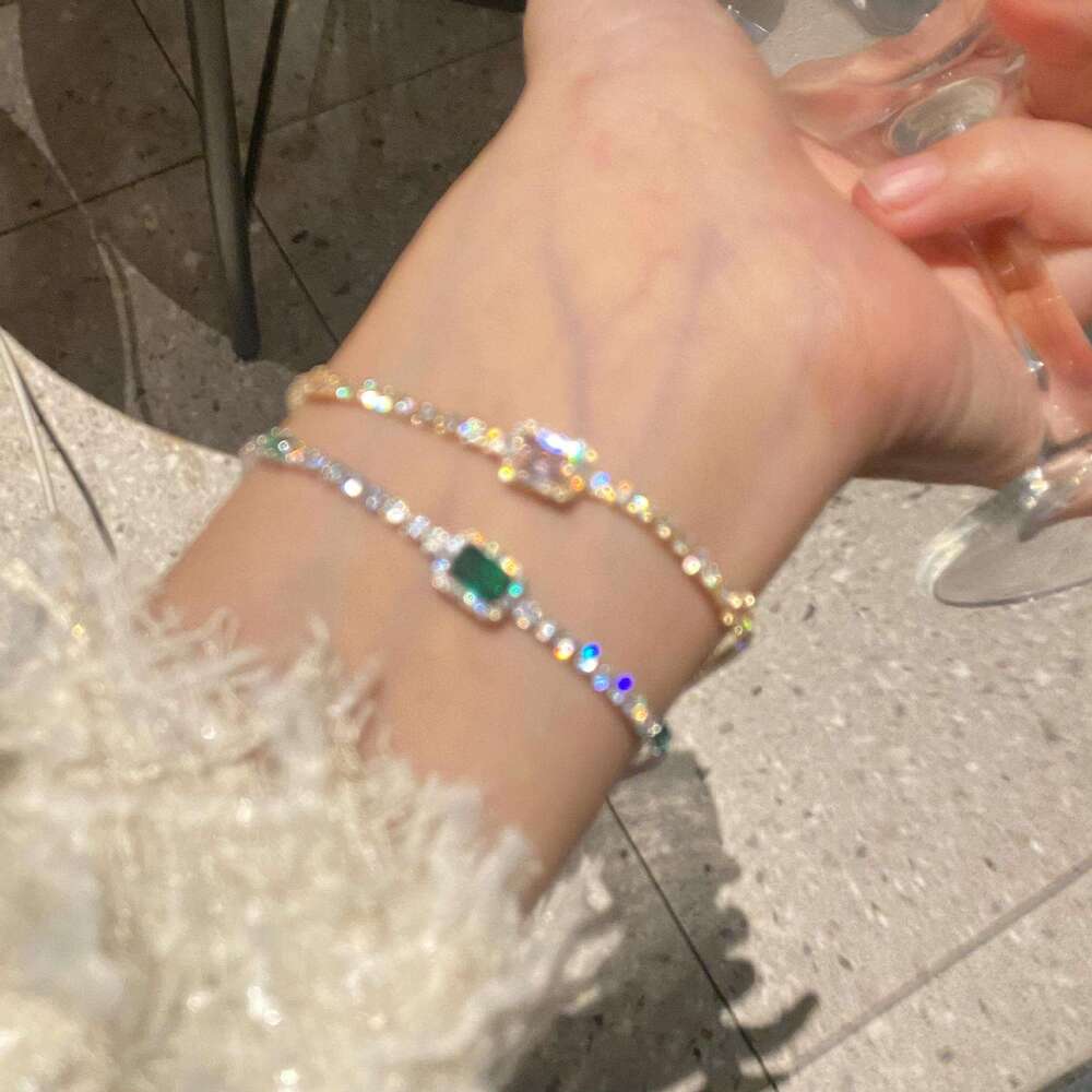 Full Dia Shiny Square 2023 Exquisite Ins Style Elegant Summer Lobster Clasp Bracelet J978
