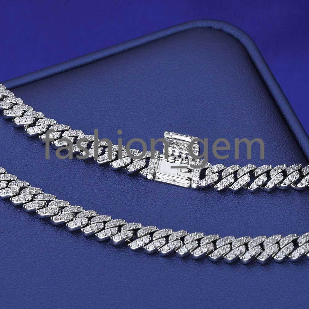 Hight Quality 6MM VVS Moissanite Cuban Link Hip Hop Jewelry for Women White Gold 925 Silver Cuban Chain Necklace for Gift