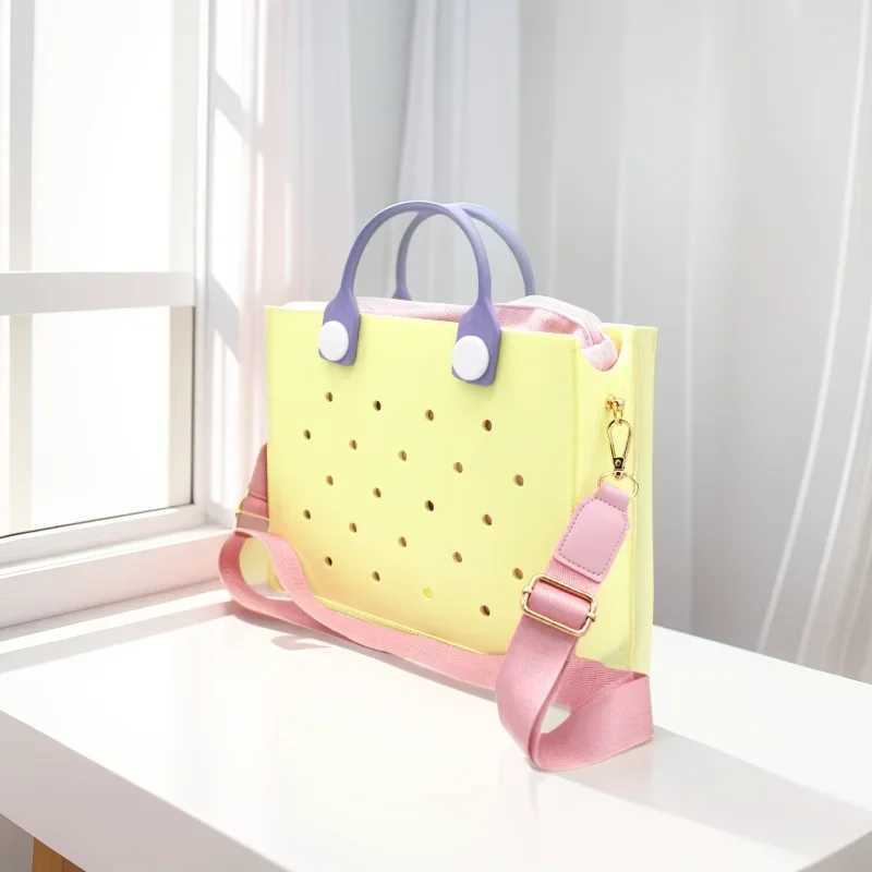 The orange guy Purple Wen Fi New EVA Punched Handbag Casual Waterproof Travel Tote Bag Fit Charms Outdoor Beach Bags B250618