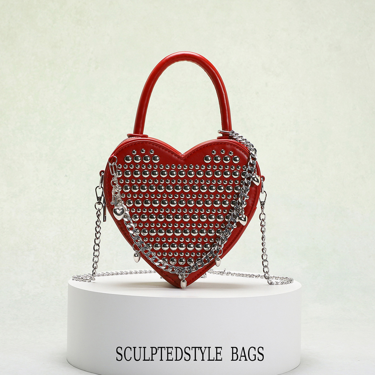 Free Delivery Designer High-end Heart-shaped Luxury Bag For Women In 2025, New Double-rivet Inlaid Fashion Chain Handbag, Crossbody Bag