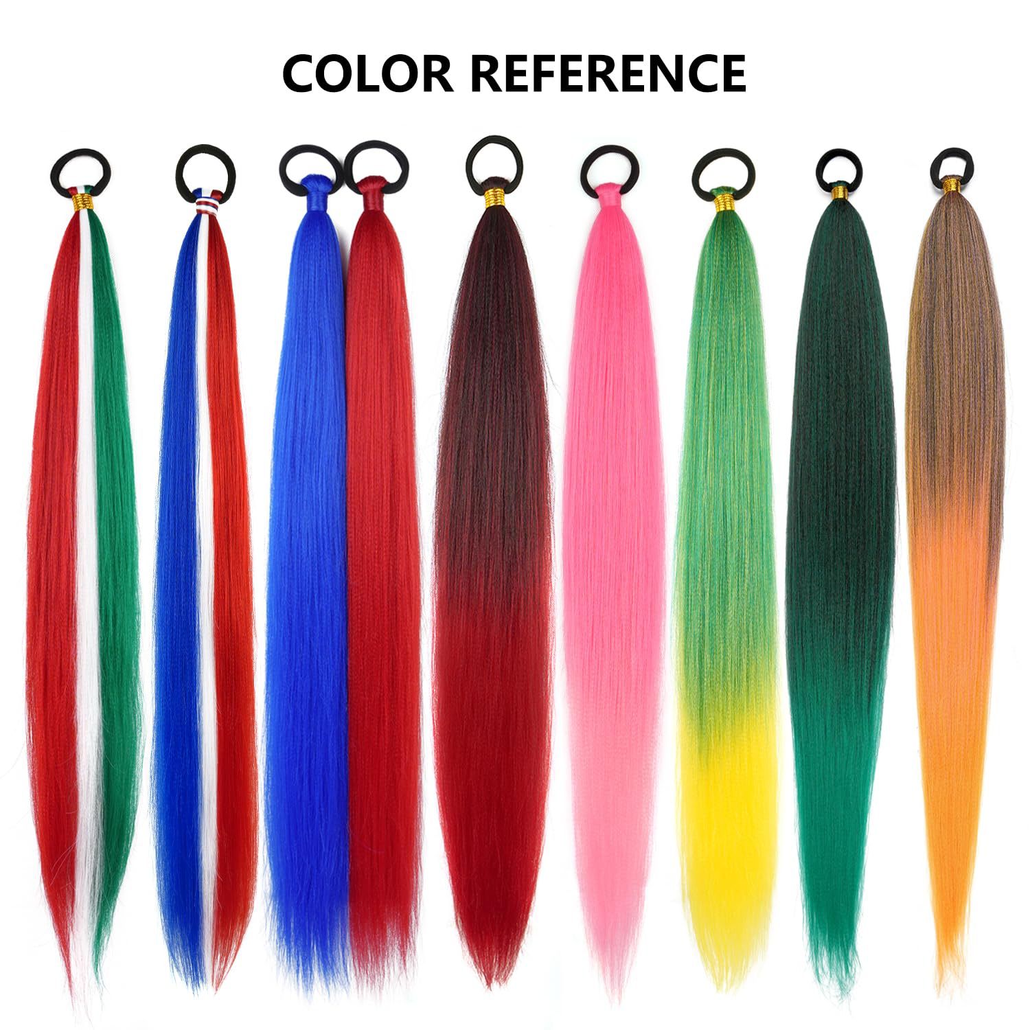 Colorful Gradient Ponytail Hair Extensions Box Braids Elastic Rope Braids for Girls Kids