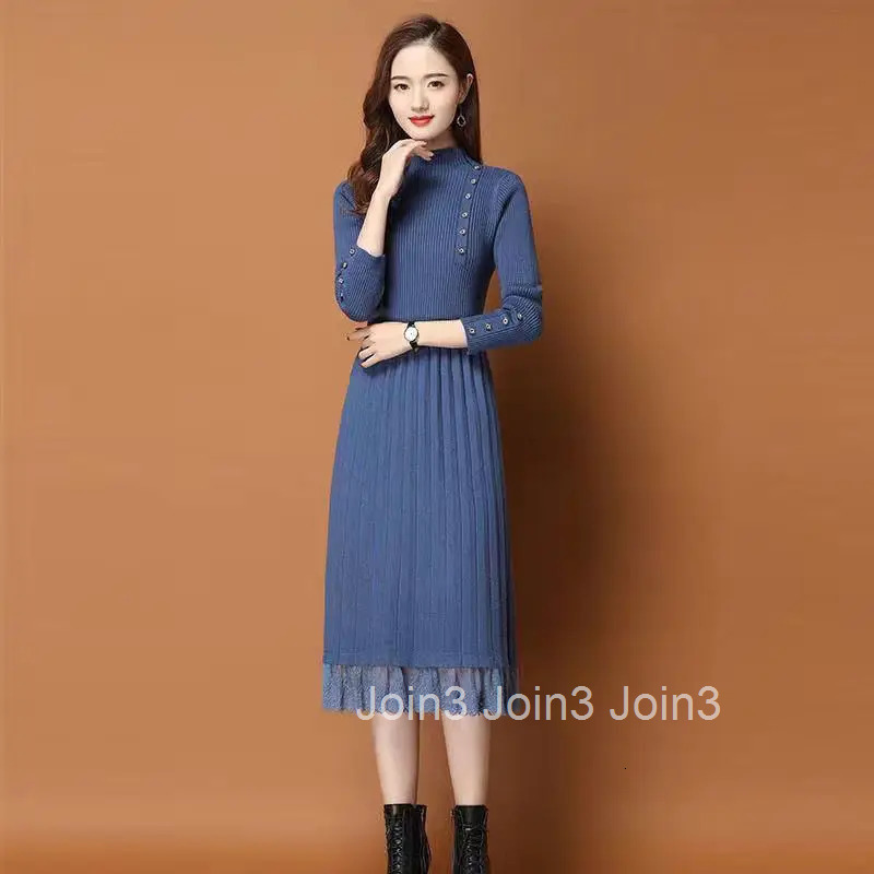 Black Long Crochet Maxi Knitted Evening Solid Clothes Turtleneck Beig Robe Dresses for Women Woman Dress Sleeve Cheap Casual Hot
