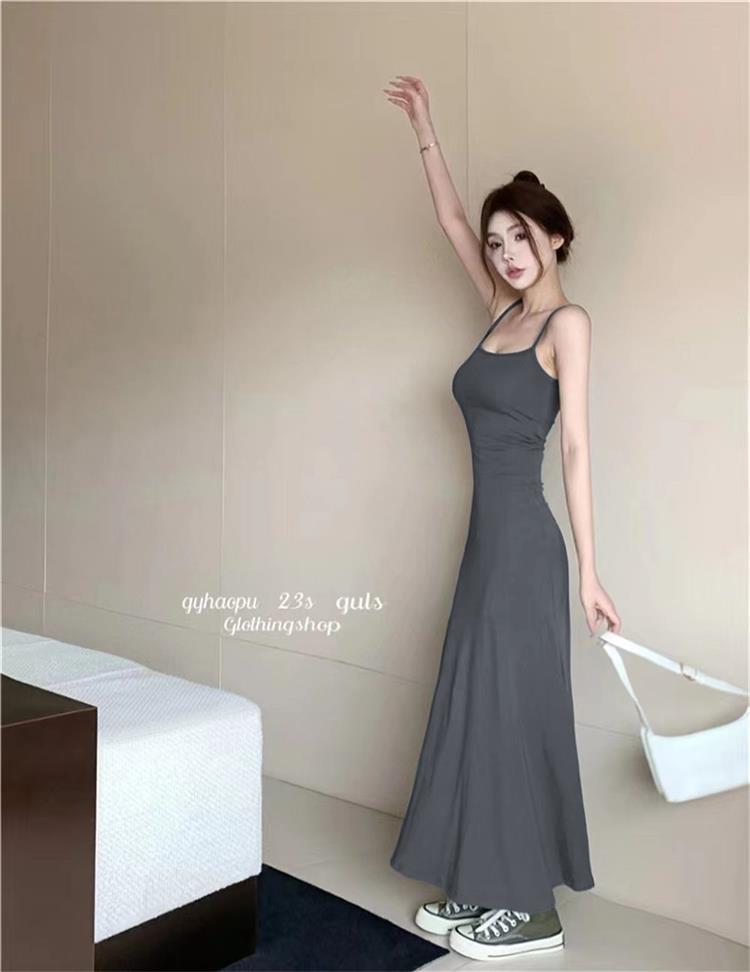 LV288 Summer women's slim one-shoulder inner wear long skirt