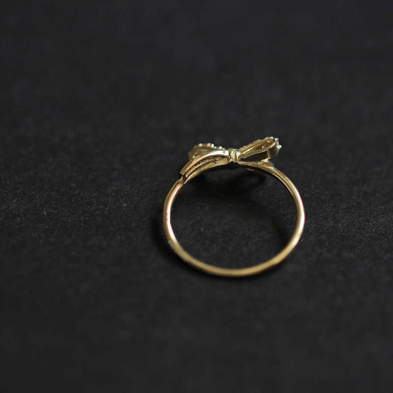 Korean and Japanese Style Fashion Personality Gold-Plated Bowknot Light Luxury for Women Niche Design Index Finger Ring