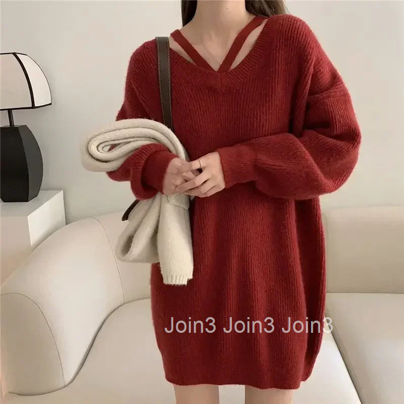 Black V Neck Pink Coquette Ladies Pullovers Basic Clothes Aesthetic Smooth Korean Style Womens Knit Sweater Sueters De Mujer