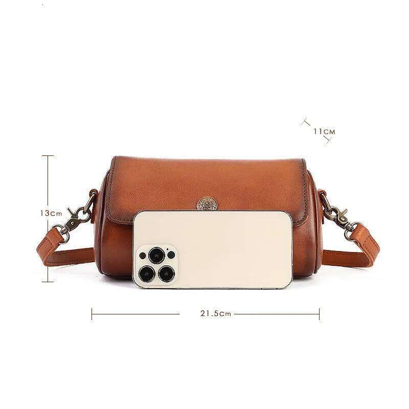 Johnature Vintage Genuine Leather 2025 New Summer Pillow Bag Handmade Versatile Solid Color Women Shoulder & Crossbody Bags