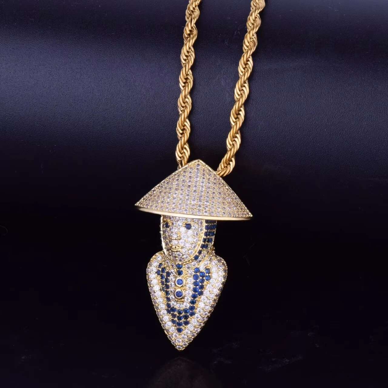 New 18K Solid Gold Silver Moissanite Mortal Kombat Pendant in Hip Hop Style New Flooded Ice Necklace Design