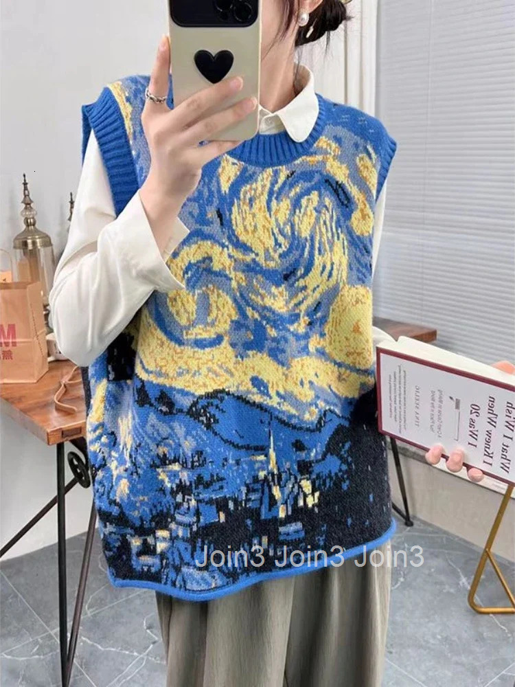 Waistcoat Blue Pullover Knit Vests for Women Round O Neck Formal Y2k Fashion Clothing 2025 Warm Crochet Clothes Lady Sweaters