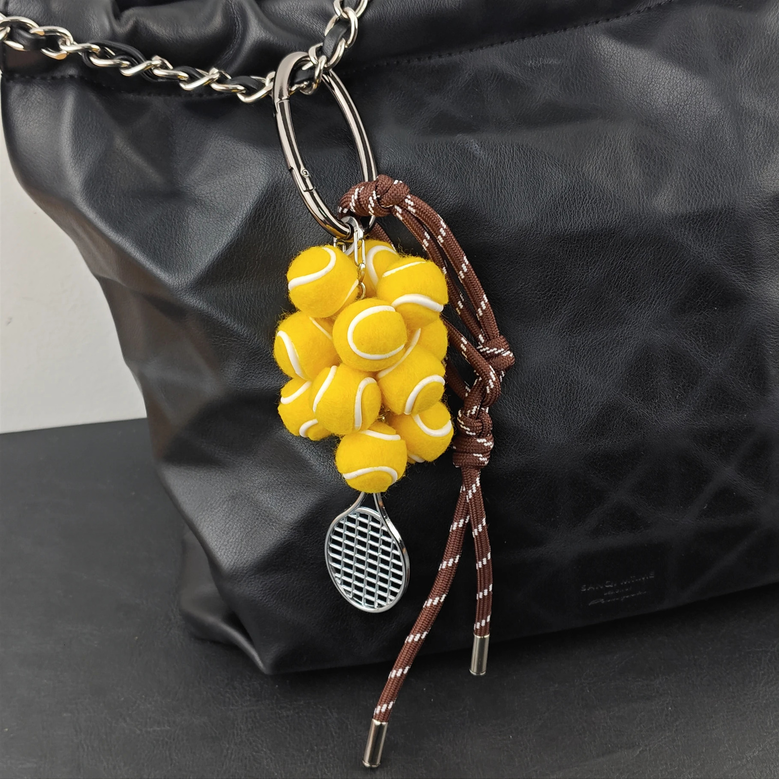 Handmade Tennis Delicate Charms Bag Pendant Keychain Cute Exquisite green Purple yellow Bunch Of Grapes Fashion Accessories Gift 250618
