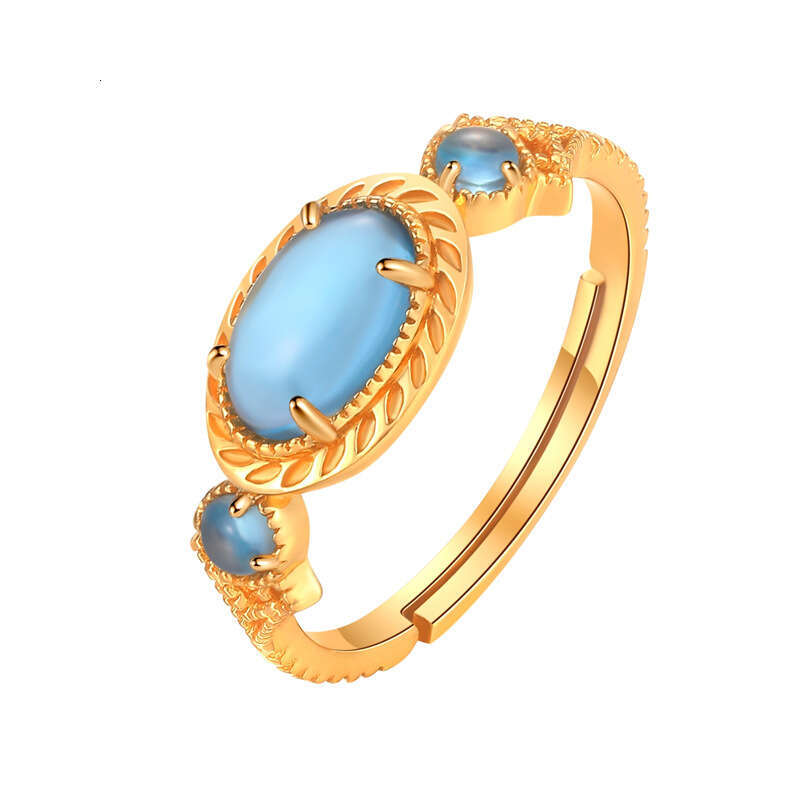 Every Sea is an Island for Women Ins Style Anti-Topaz Gold-Plated Simple Open Ring