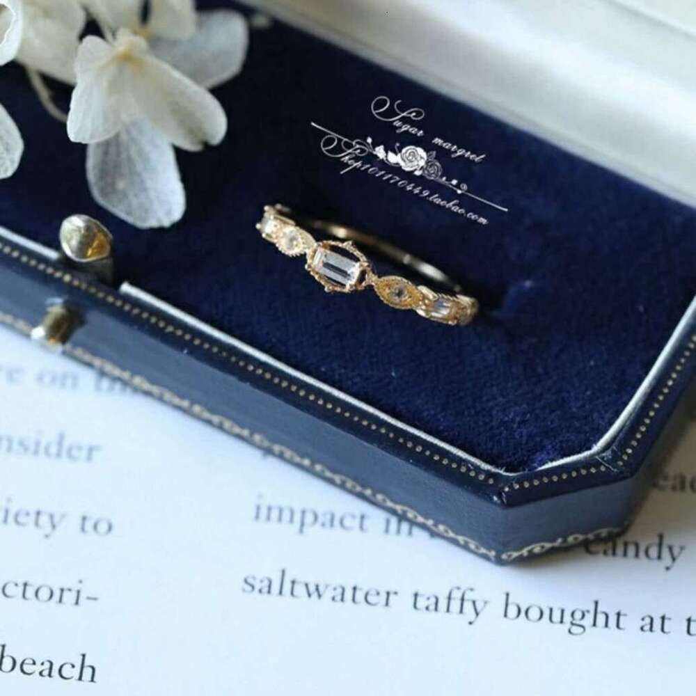 Japanese Style Light Luxury Versatile Rectangular Zircon Square Diamond Index Finger Ring Niche High-end Jewelry for Women
