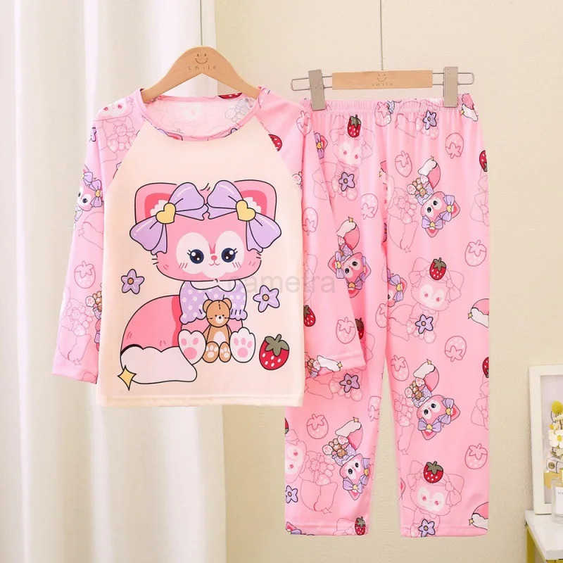 Sanrio Cinnamoroll Children Pajama Sets Unisex Lovely Cartoon Print Causal Kid Nightwear Set Soft Suitable Comfortable Clothes Autumn XJ250618XJ250618