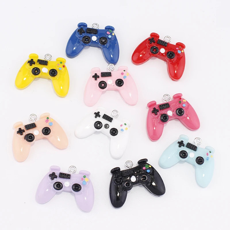 10Pcs 23MM Gamepad Resin Charms Diy Findings Kawaii 3D Phone Keychain Bracelets Earrings Pendant Charms for Kids Jewelry Making 250609
