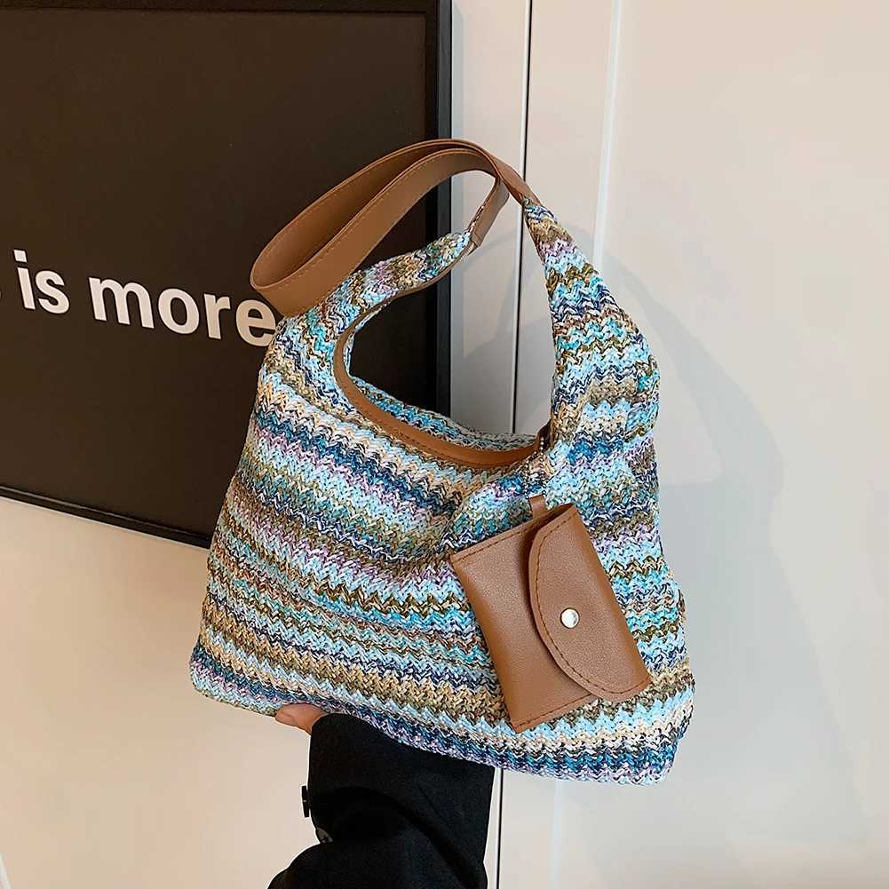 Wen Str Tote Bag Wear Resist Hand Woven Shoulder Bag Large Capacity Shoulder Bag Handbag Leisure Bag with Mahing Cluh B250618