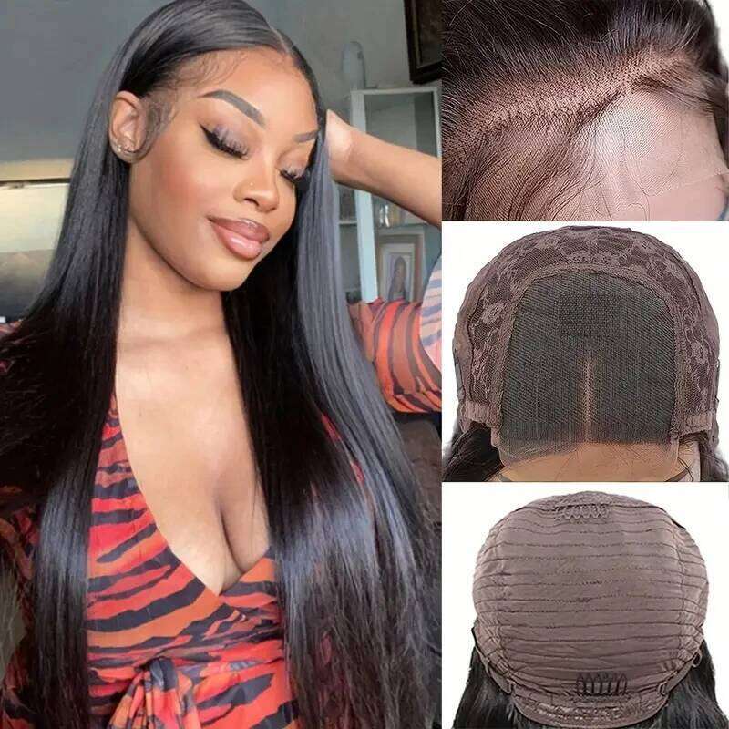 Alimice 5x5 Wear And Go Glueless Plucked Pre Cut Transparent Lace Closure Wigs Human Hair For Women