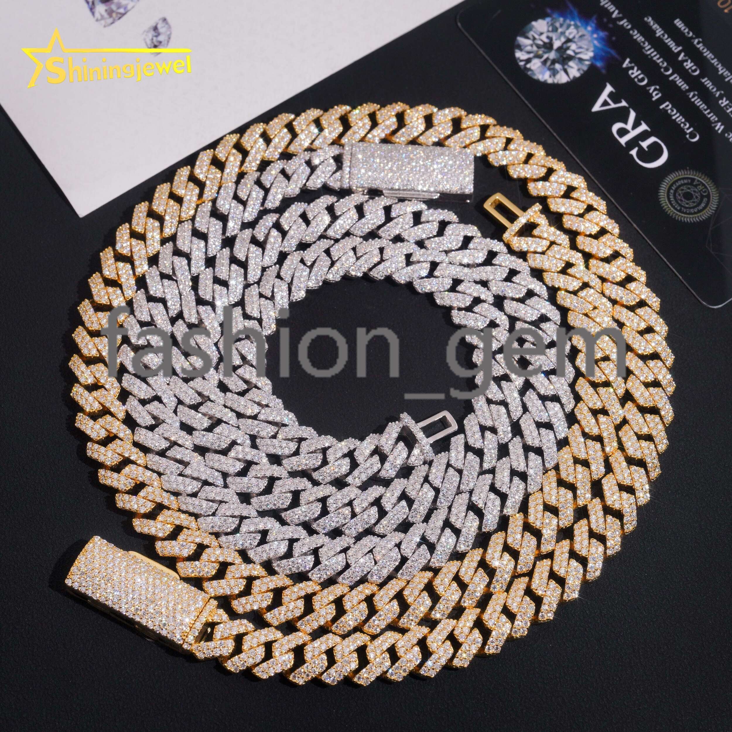 Promotion Large Stocks 10mm 2 Rows 925 Sterling Silver Hip Hop Jewelry Men Necklace Iced Out Moissanite Diamond Cuban Link Chain