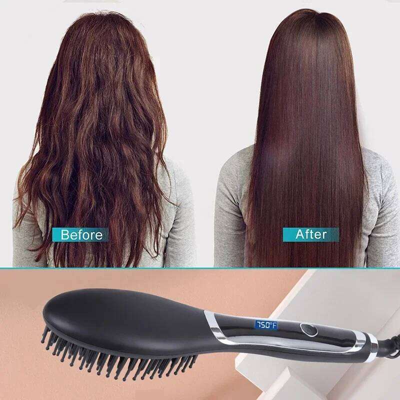 Electric Straightener Curler Wet Dry Use Hot Heating For Straight Hair Comb