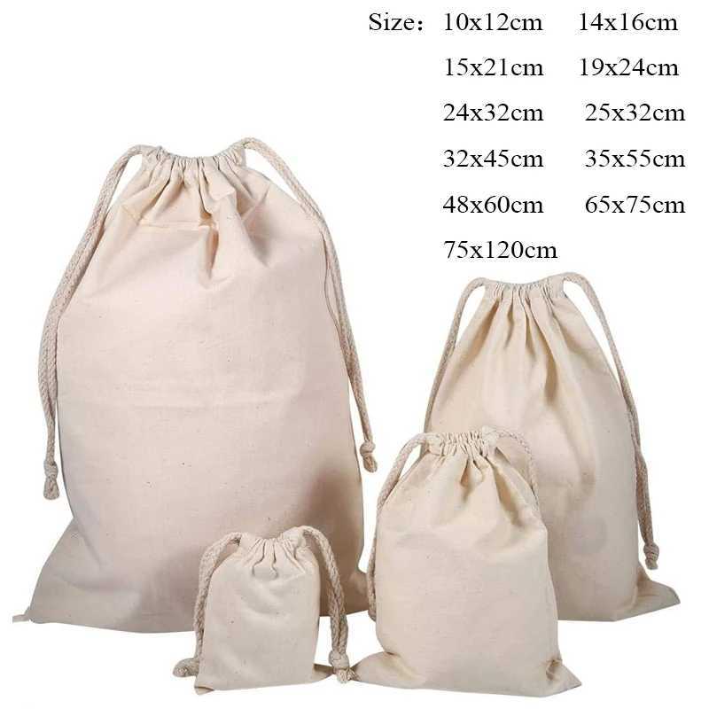 Heavy Duty Extra Large 75x120cm/65x75cm/48x60cm Cotton Canvas Laundry Bag Beach Storage B250618